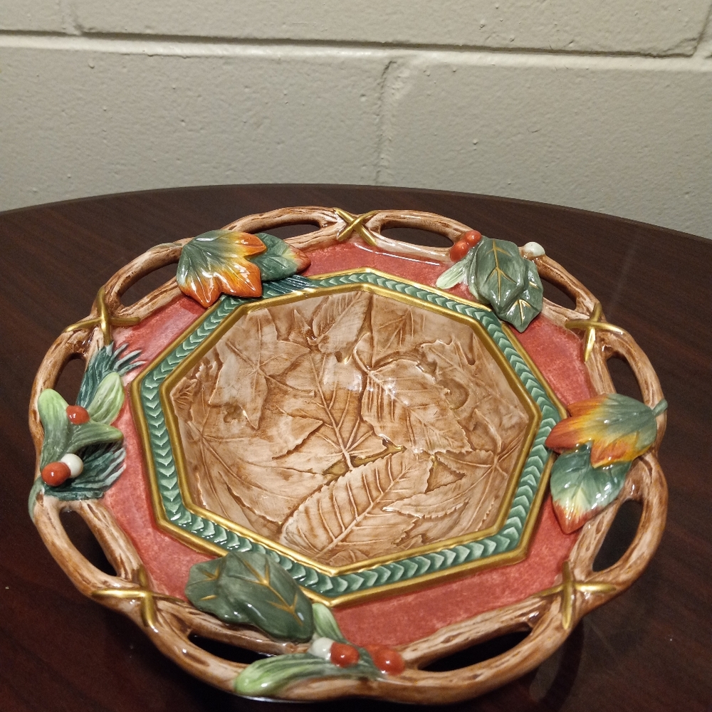 Fitz & Floyd Christmas Lodge Holly Fragrance Dish/Bowl